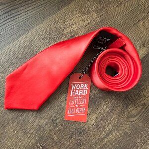 NWT! Solid Scarlet Red 100% Silk Standard Tie, 56”